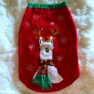 MEDIUM Dog Christmas Sweater with Llama Design